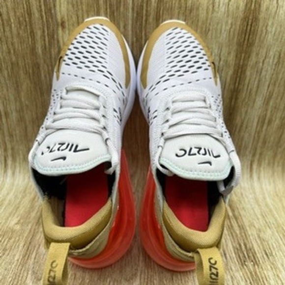Nike Air Max 270 White and Gold Sneakers - Picture 6 of 10